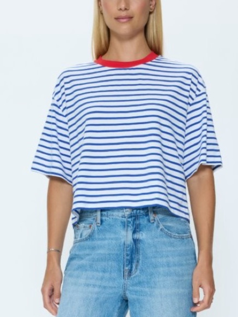 Pistola Mae Cropped Tee in Maritime Red